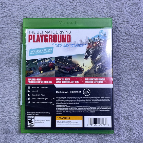 Burnout‎ Paradise Remastered Xbox One Video Game Disc Case - Picture 2 of 6